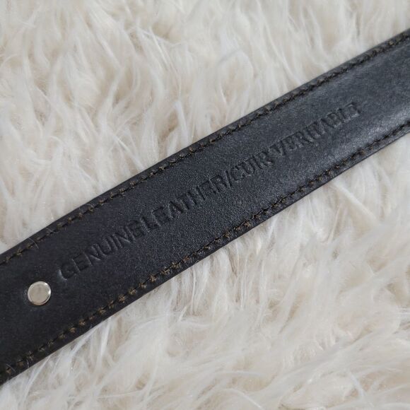 Golf Belt Genuine Leather Black Silver 34 - Picture 5 of 6